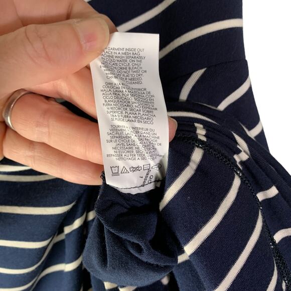 CAbi #5183 Skirt Womens S Navy Blue White Asymmetrical Stripe 4" Waistband Twirl - Picture 7 of 7